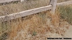 Hot Blonde Slut gets Naked and Pees During Hike then Fucks Outside, she Swallows every Drop of Cum