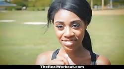 TheRealWorkout - Curvy Ebony Rides White Cock After Workout