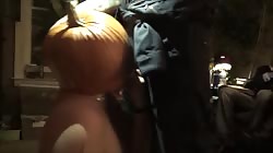 Pumpkin spice slut gets facefucked and railed at Halloween party